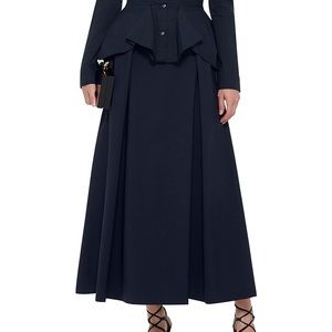 Zac Posen A-line navy light wool skirt